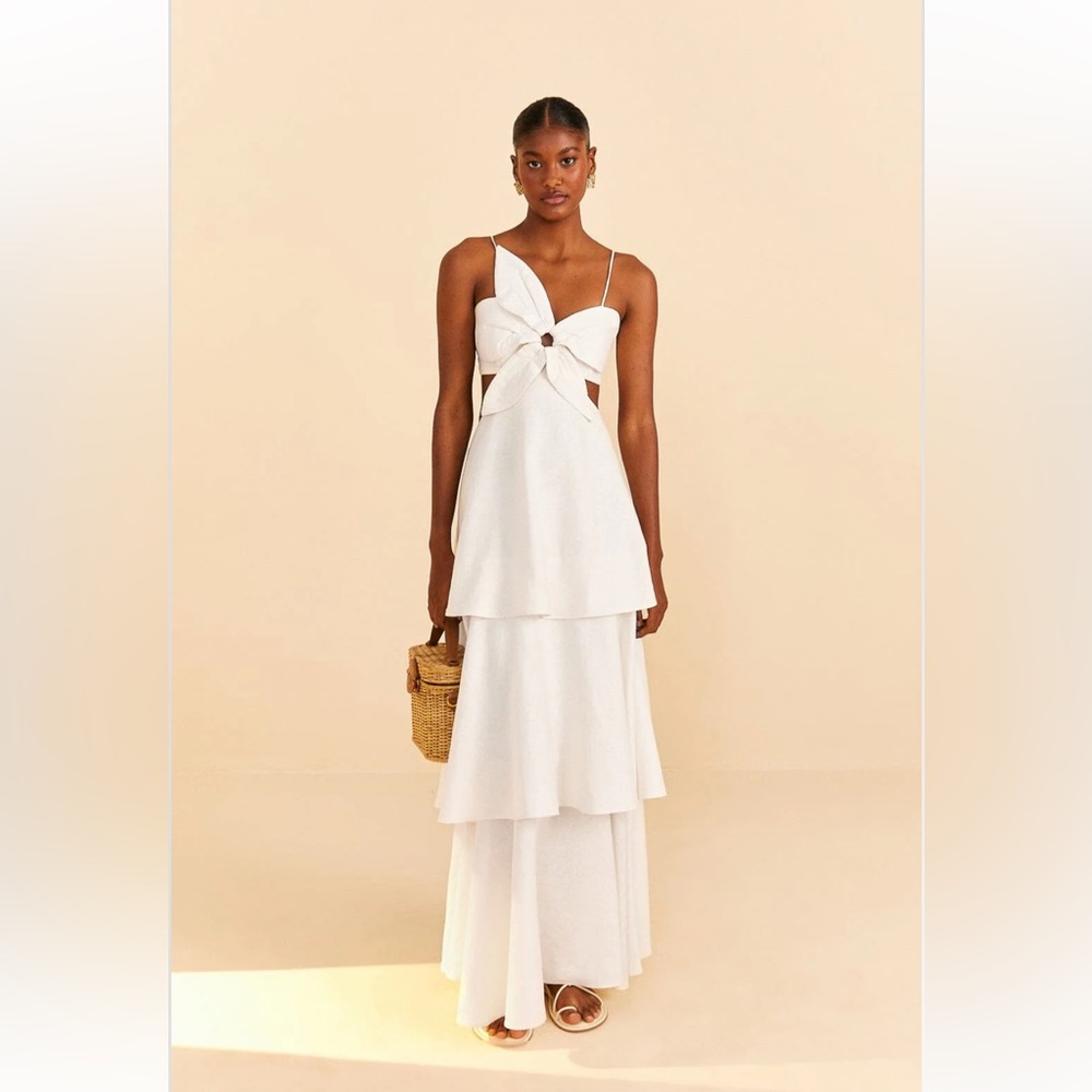 FARM RIO OFF WHITE FLOWER MAXI DRESS